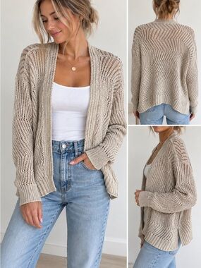 Banana Republic 100% Linen Open Knit Cardigan Sweater XL
